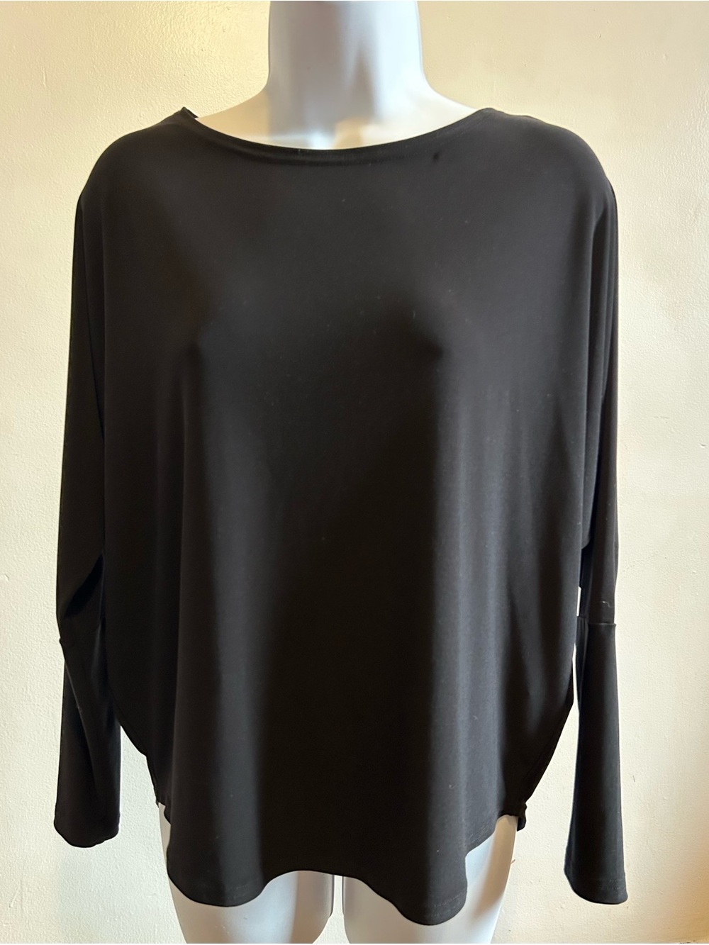 Sympli Black Dolman Batwing Sleeve Top Jersey Knit Crewneck Minimalist Size 4